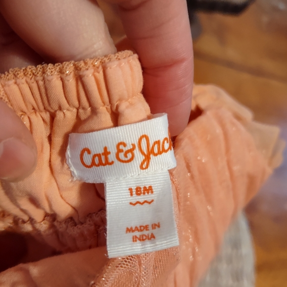 -sold-Coral Cat & Jack girls gauzy fairy peach dress cotton and recycled poly - Picture 8 of 8